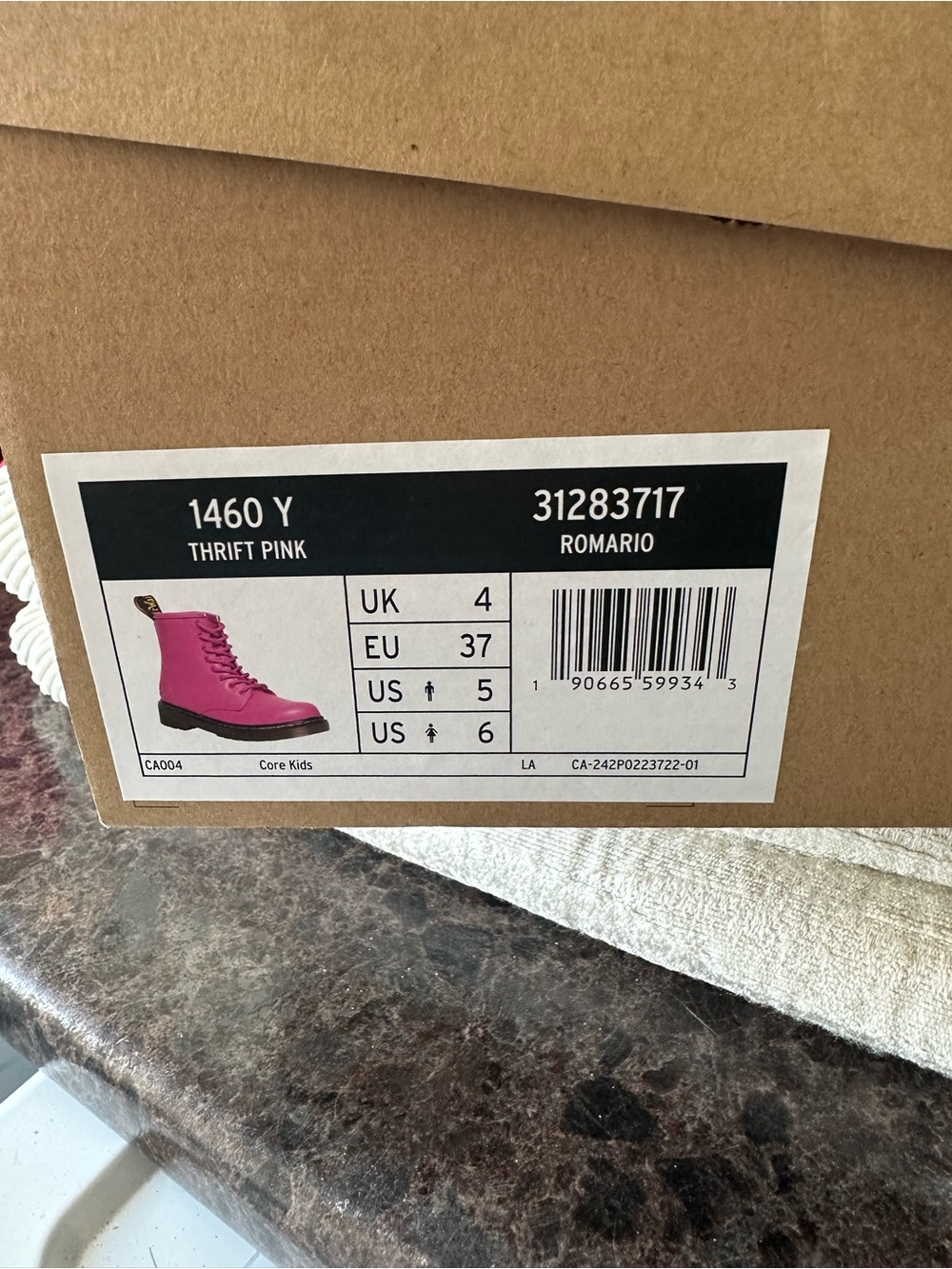 Dr. Martens 1460 Y Romario Lace-Up Boots in Pink